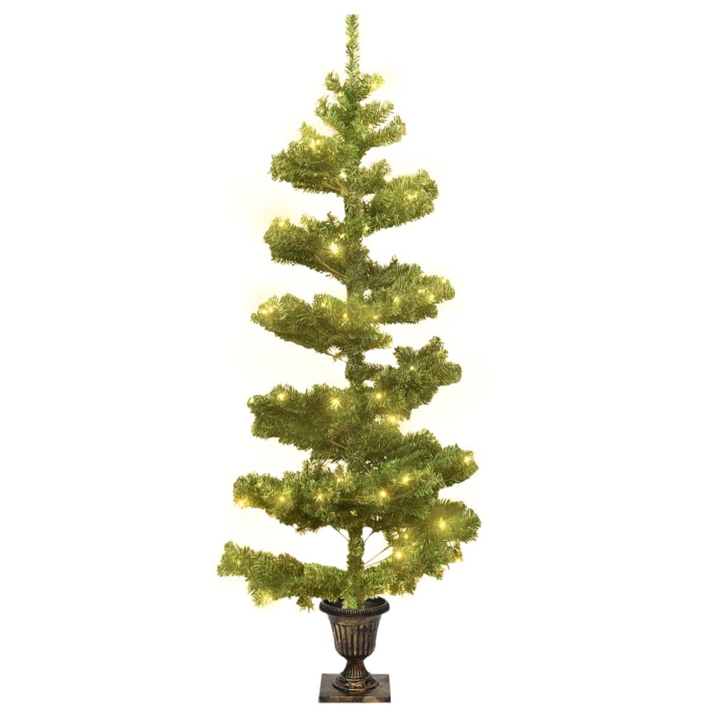 vidaXL Árbol de Navidad preiluminado con luces y macetero verde 120 cm