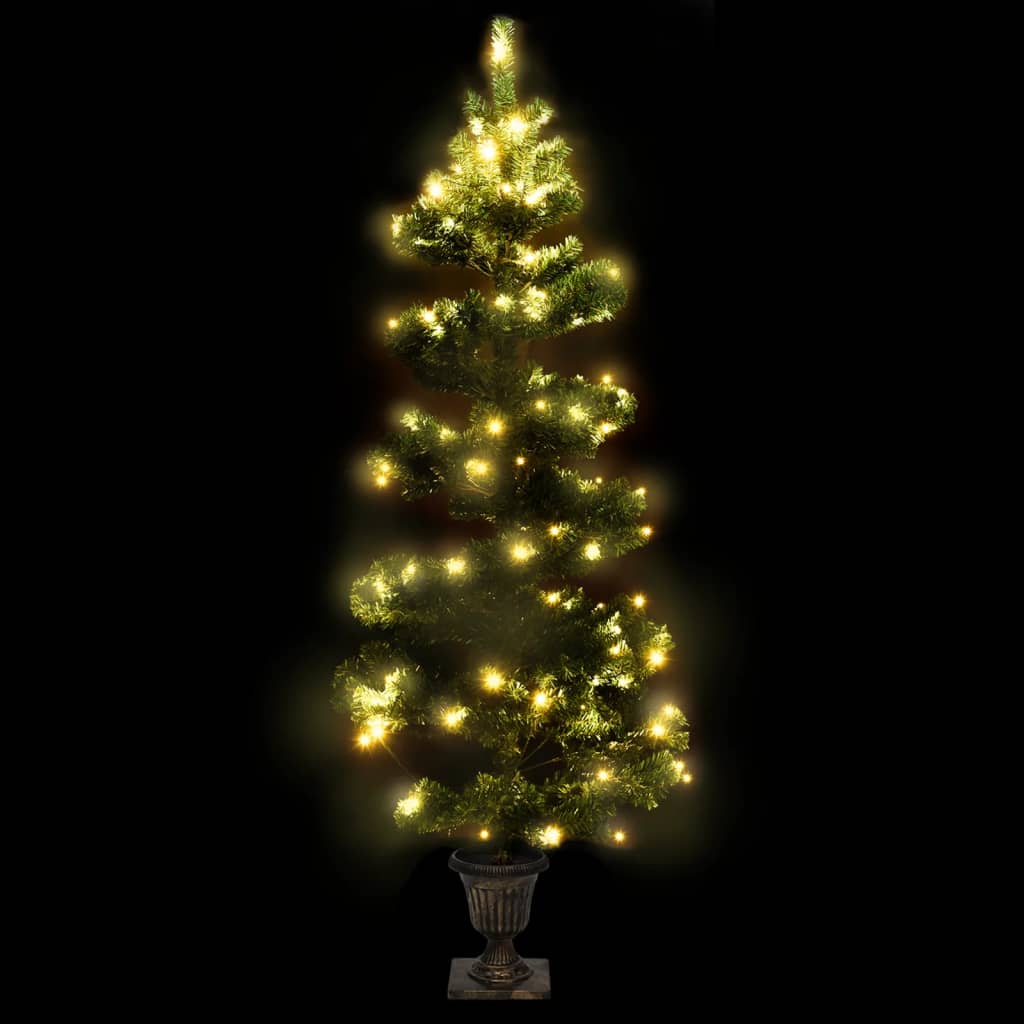 vidaXL Árbol de Navidad preiluminado con luces y macetero verde 120 cm