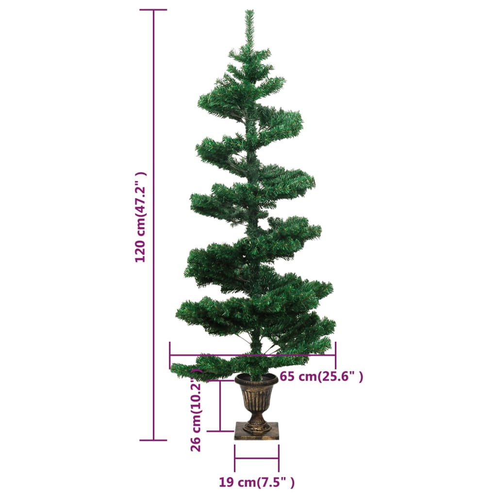 vidaXL Árbol de Navidad preiluminado con luces y macetero verde 120 cm