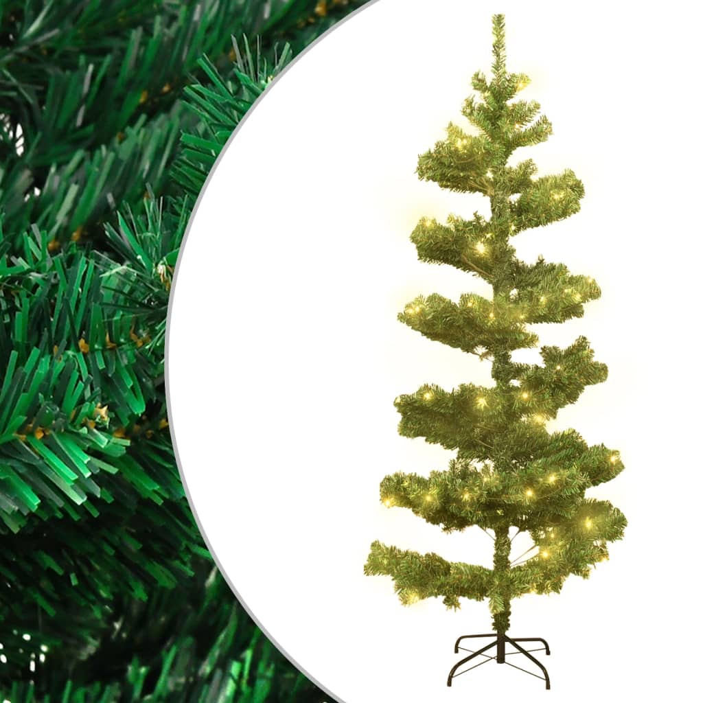 vidaXL Árbol de Navidad preiluminado con luces y soporte verde 150 cm