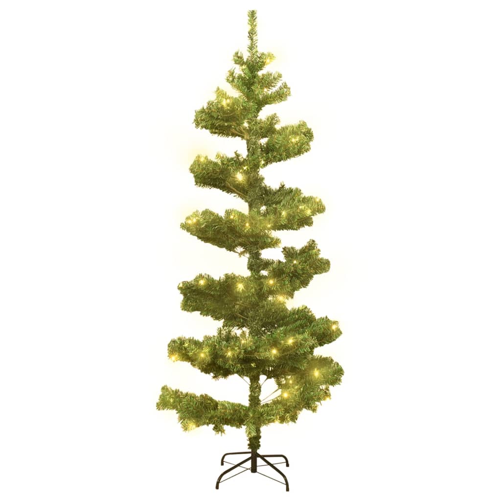 vidaXL Árbol de Navidad preiluminado con luces y soporte verde 150 cm