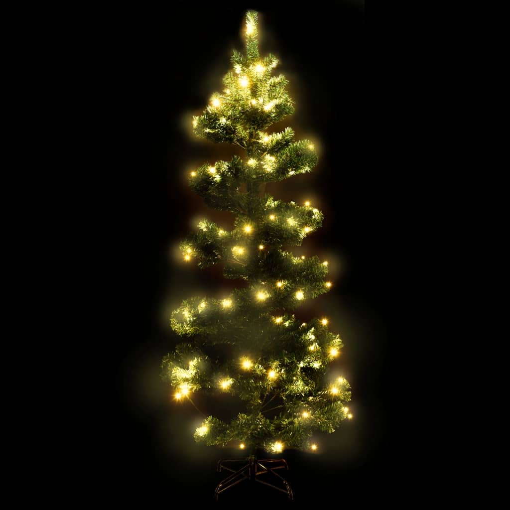 vidaXL Árbol de Navidad preiluminado con luces y soporte verde 150 cm