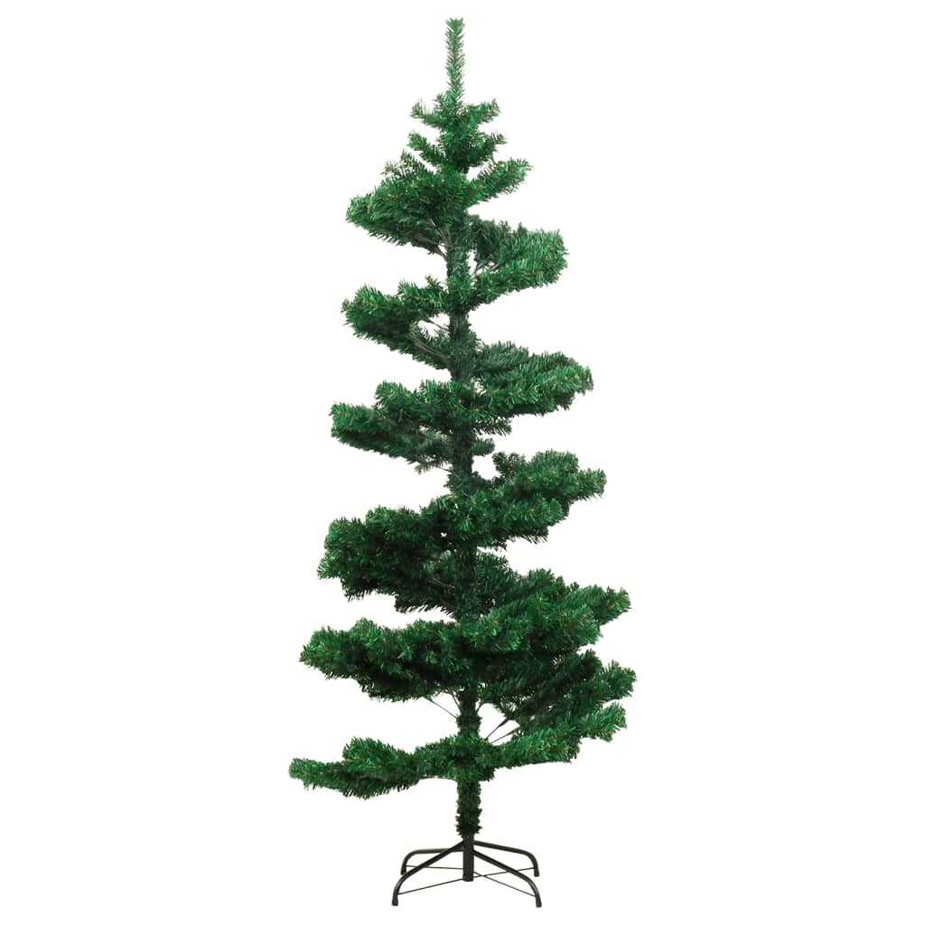 vidaXL Árbol de Navidad preiluminado con luces y soporte verde 150 cm