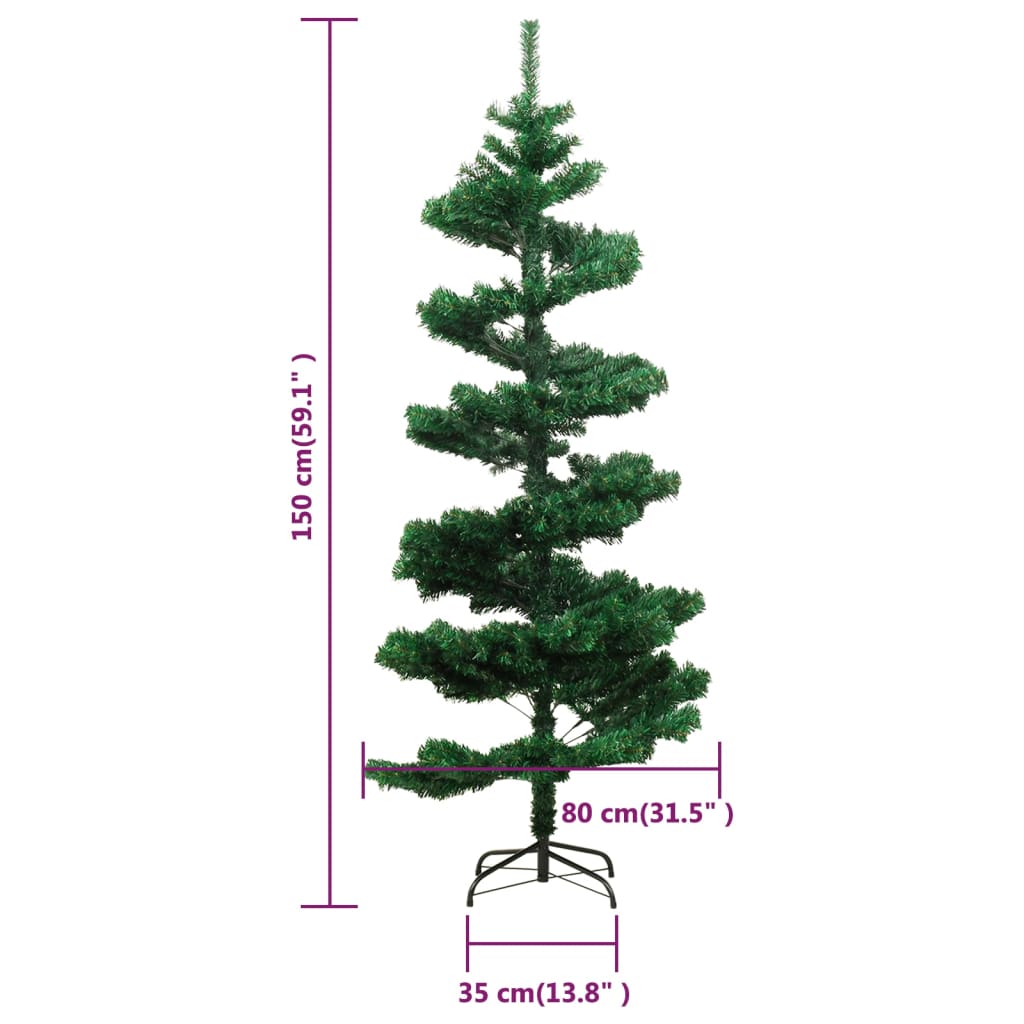 vidaXL Árbol de Navidad preiluminado con luces y soporte verde 150 cm