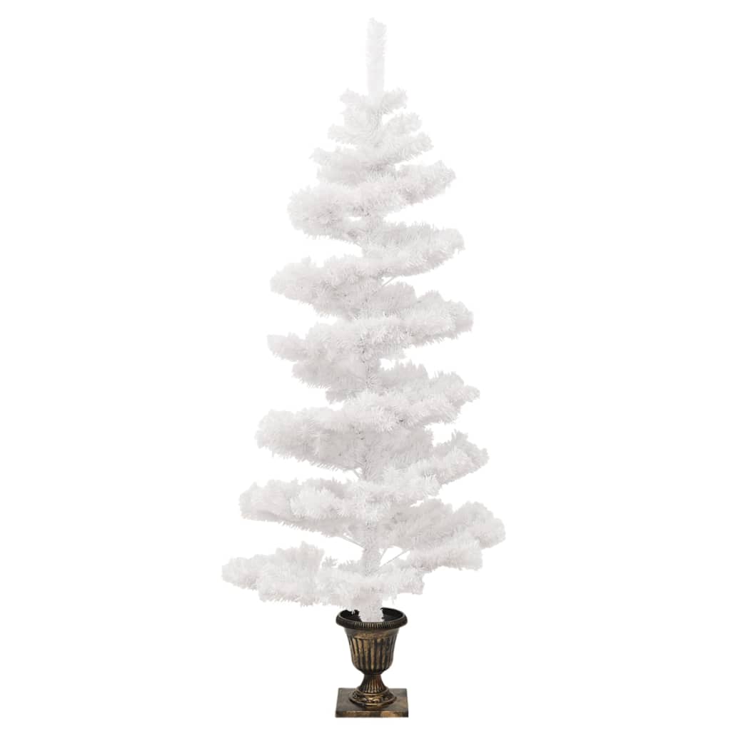 vidaXL Árbol de Navidad en espiral con luces y macetero blanco 120 cm