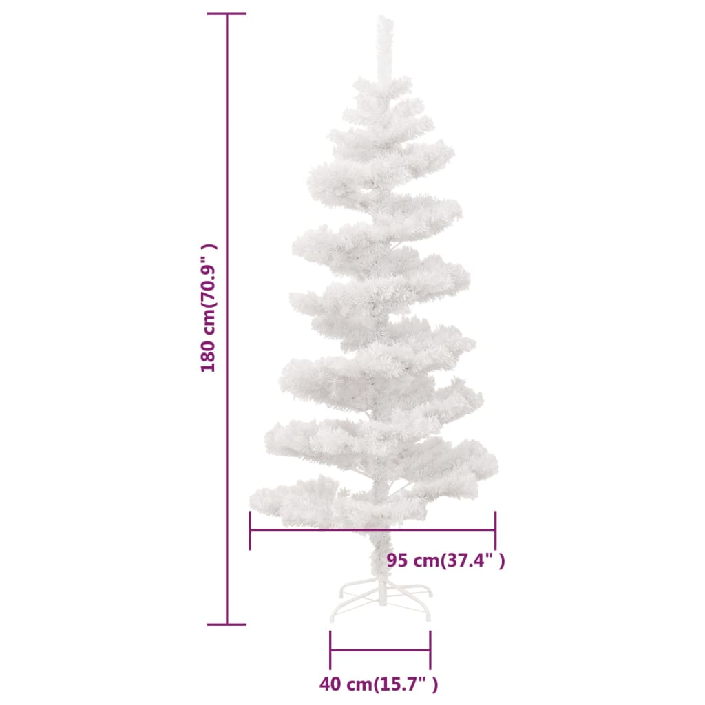 vidaXL Árbol de Navidad en espiral con luces y soporte blanco 180 cm