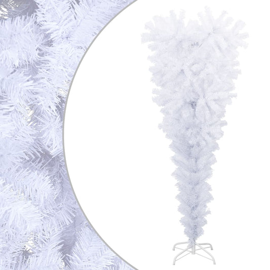 vidaXL Árbol de Navidad artificial al revés con soporte blanco 150 cm