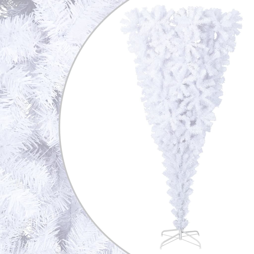 vidaXL Árbol de Navidad artificial al revés con soporte blanco 210 cm