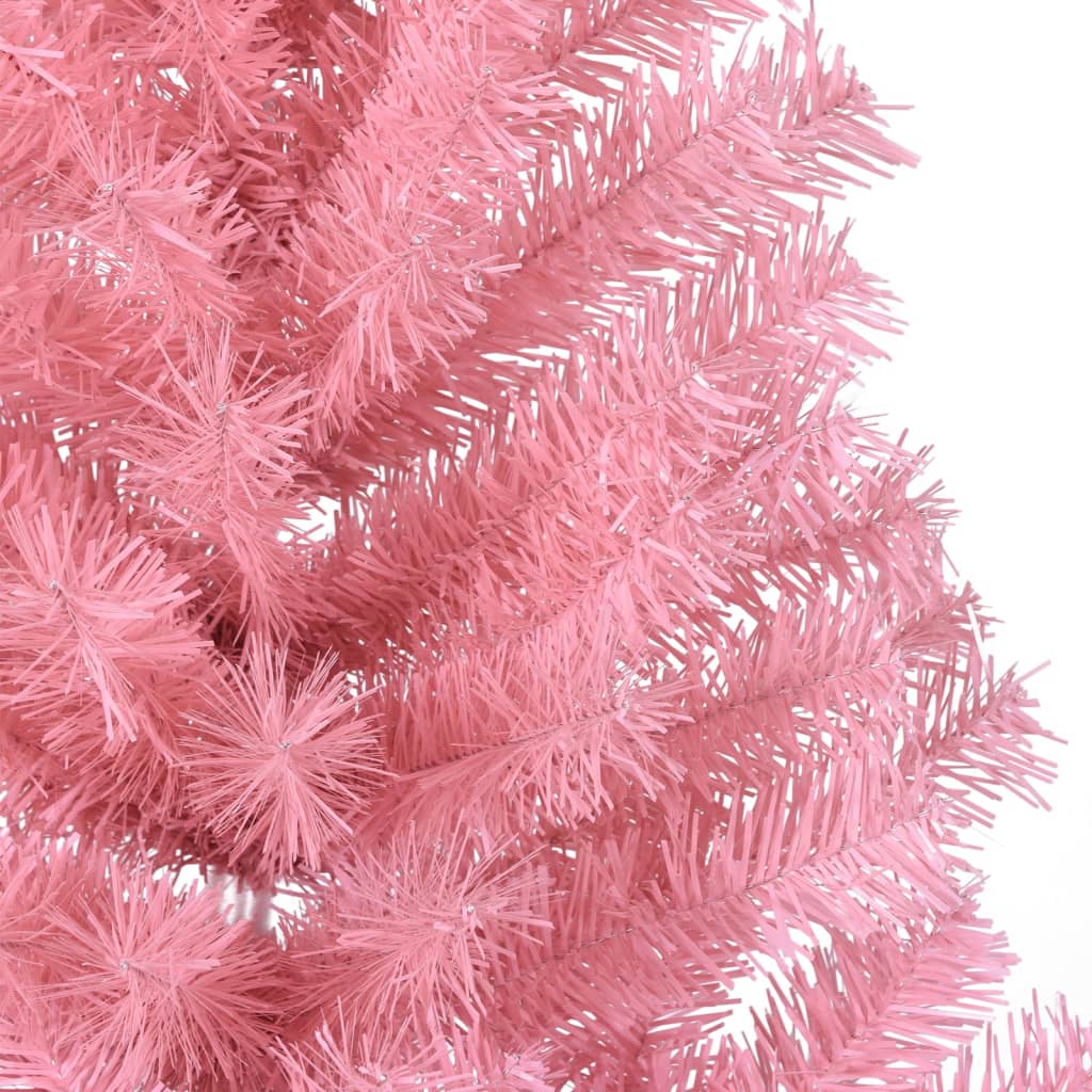 vidaXL Medio árbol de Navidad artificial con soporte PVC rosa 120 cm