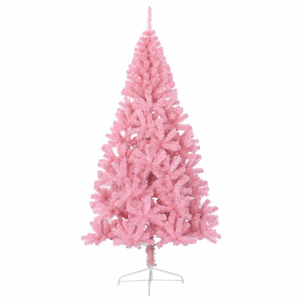 vidaXL Medio árbol de Navidad artificial con soporte PVC rosa 180 cm