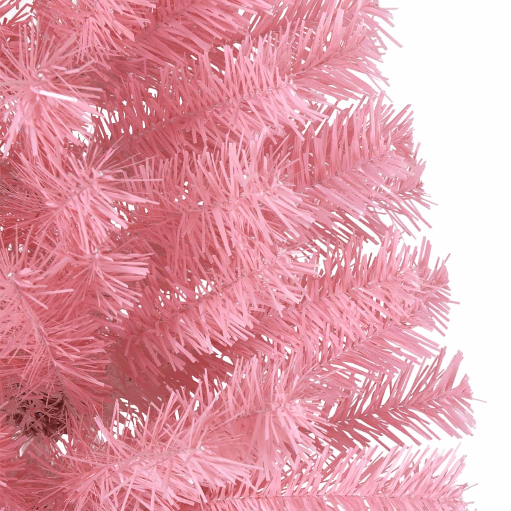 vidaXL Medio árbol de Navidad artificial con soporte PVC rosa 180 cm