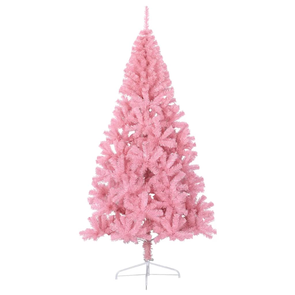 vidaXL Medio árbol de Navidad artificial con soporte PVC rosa 240 cm