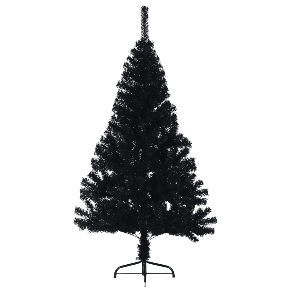 vidaXL Medio árbol de Navidad artificial con soporte PVC negro 120 cm