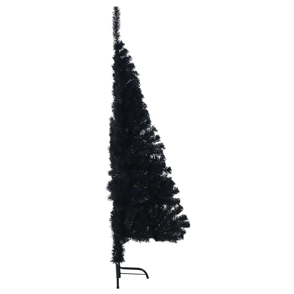 vidaXL Medio árbol de Navidad artificial con soporte PVC negro 120 cm