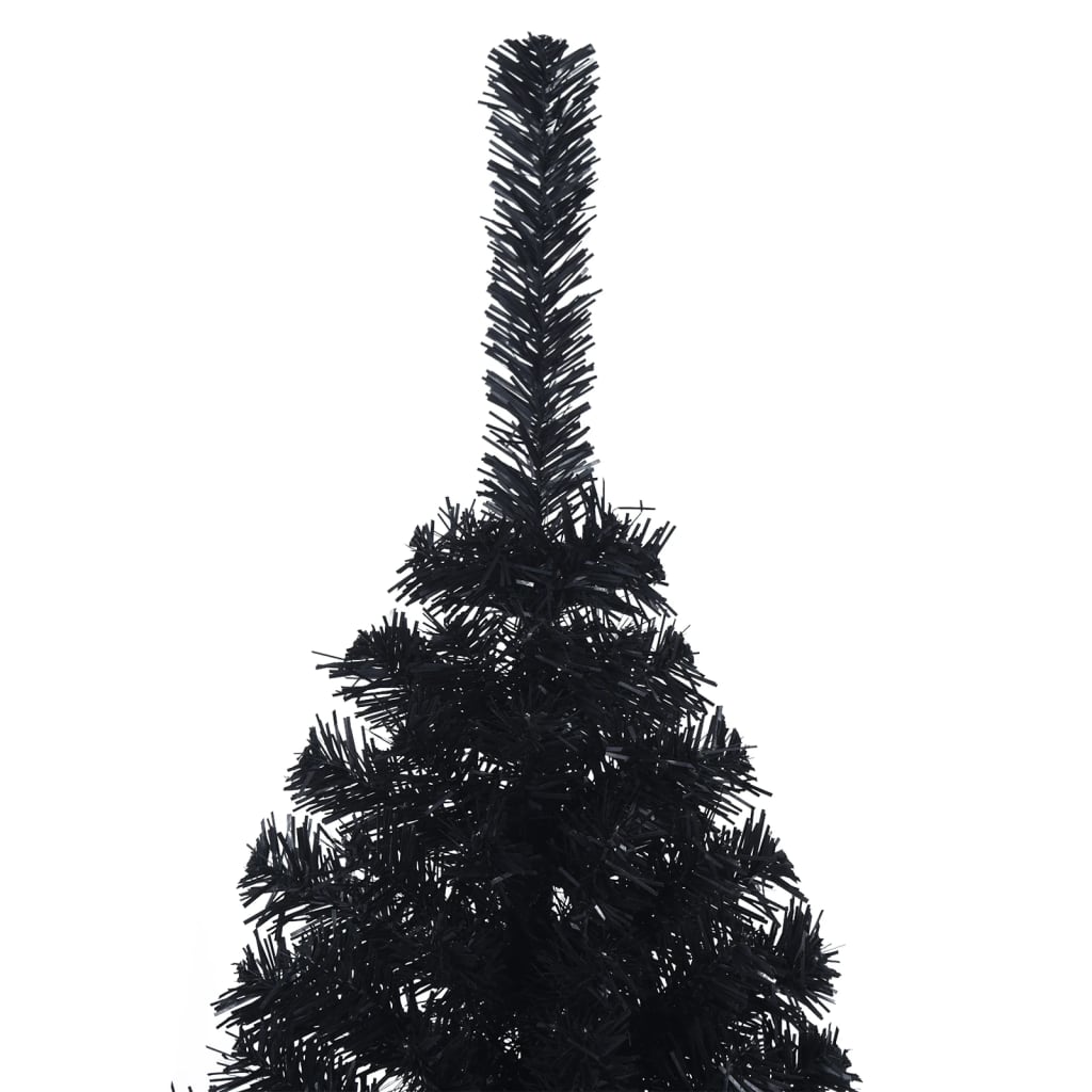 vidaXL Medio árbol de Navidad artificial con soporte PVC negro 120 cm