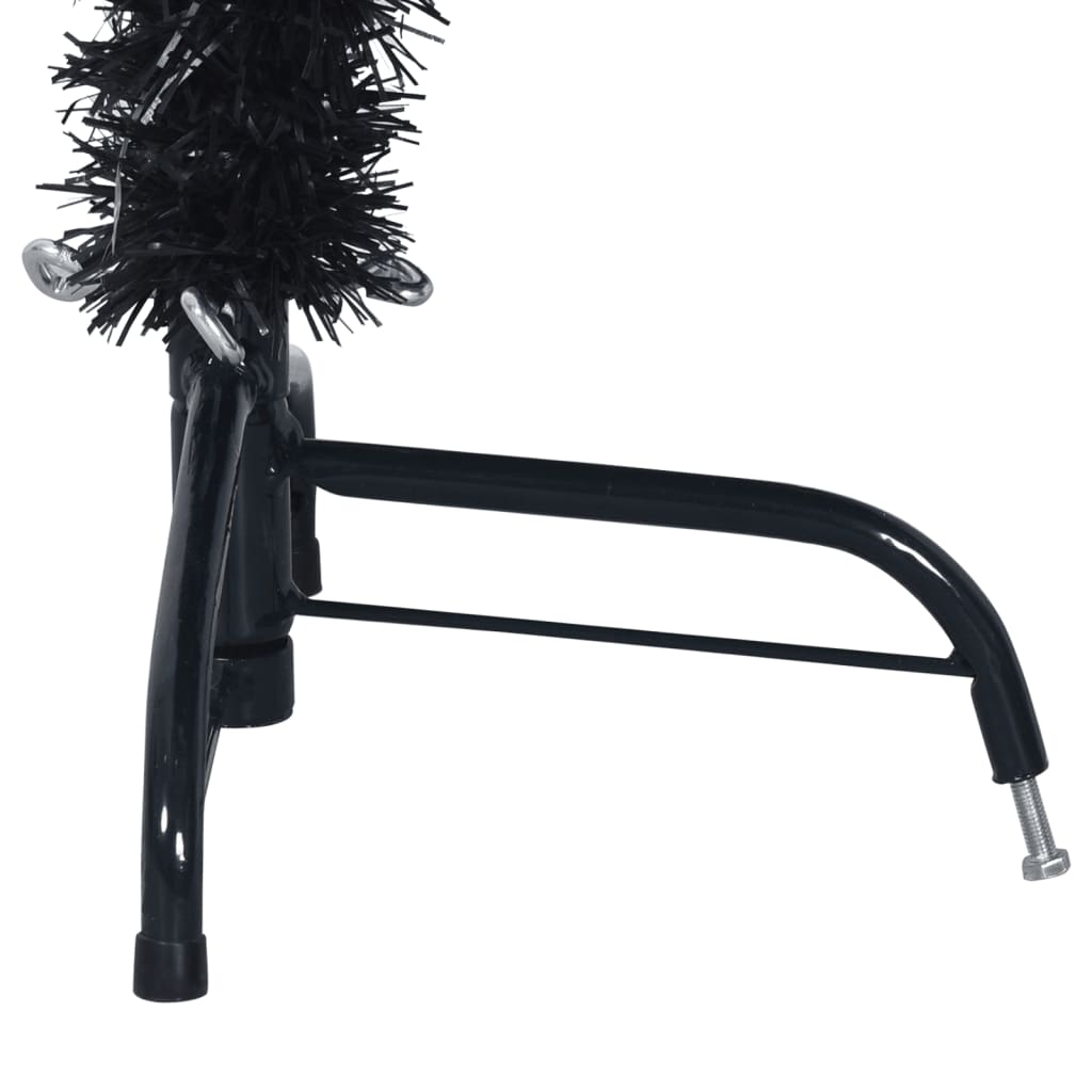 vidaXL Medio árbol de Navidad artificial con soporte PVC negro 120 cm