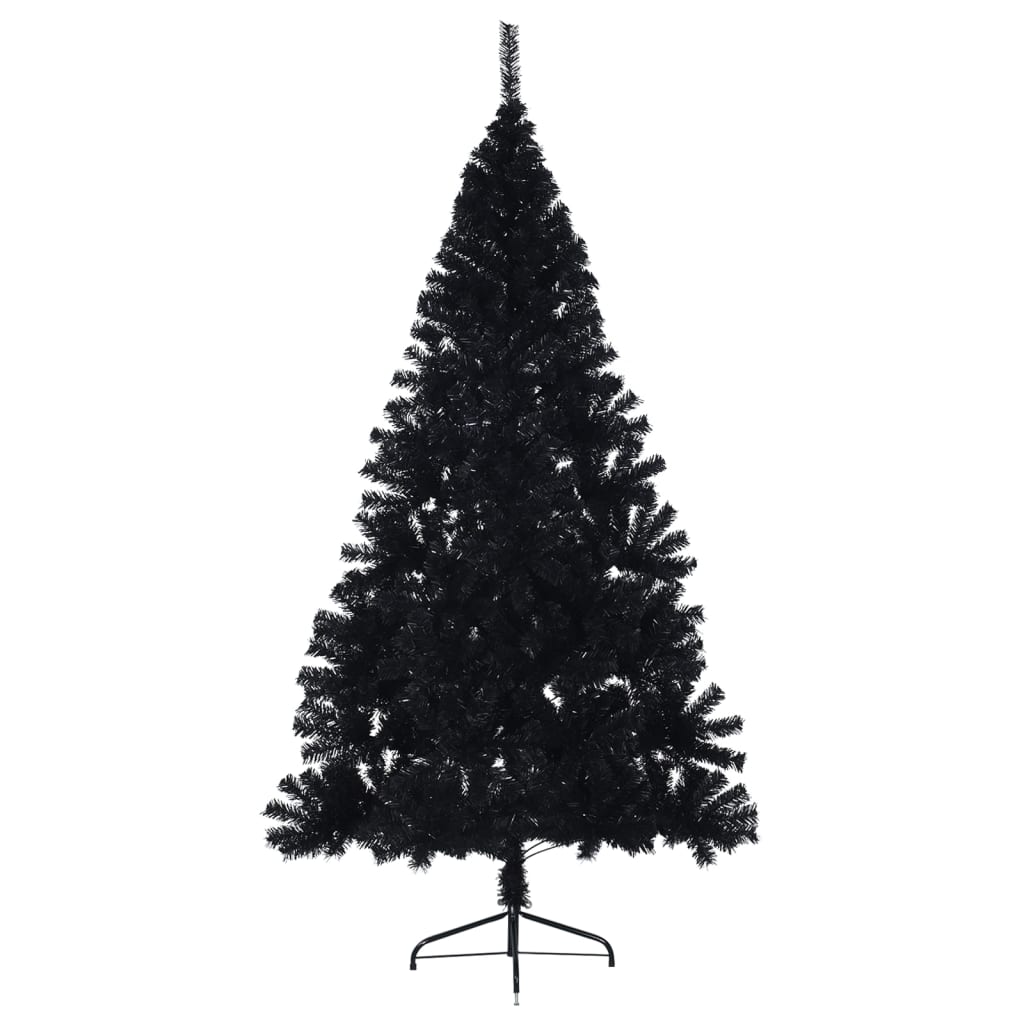 vidaXL Medio árbol de Navidad artificial con soporte PVC negro 180 cm