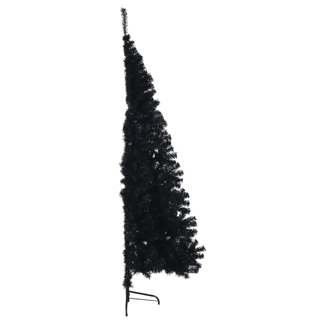 vidaXL Medio árbol de Navidad artificial con soporte PVC negro 180 cm