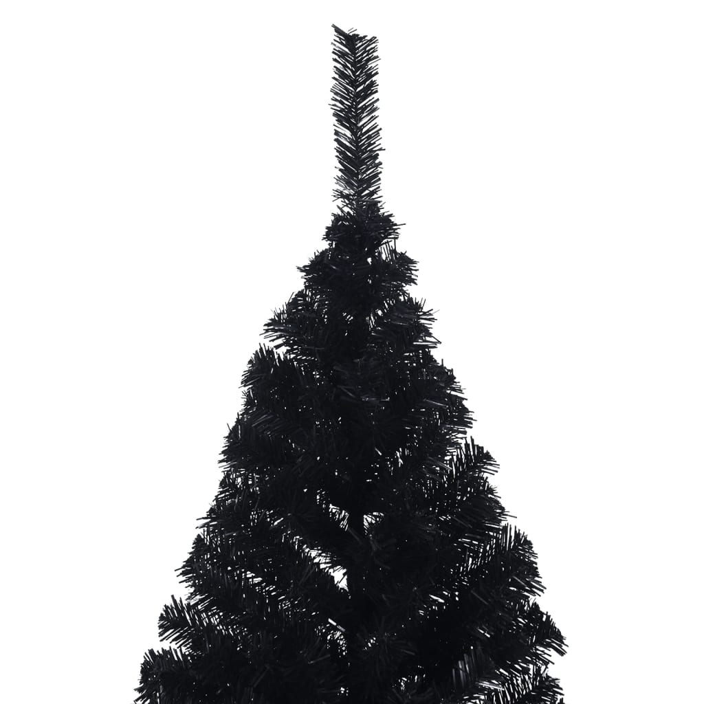 vidaXL Medio árbol de Navidad artificial con soporte PVC negro 210 cm