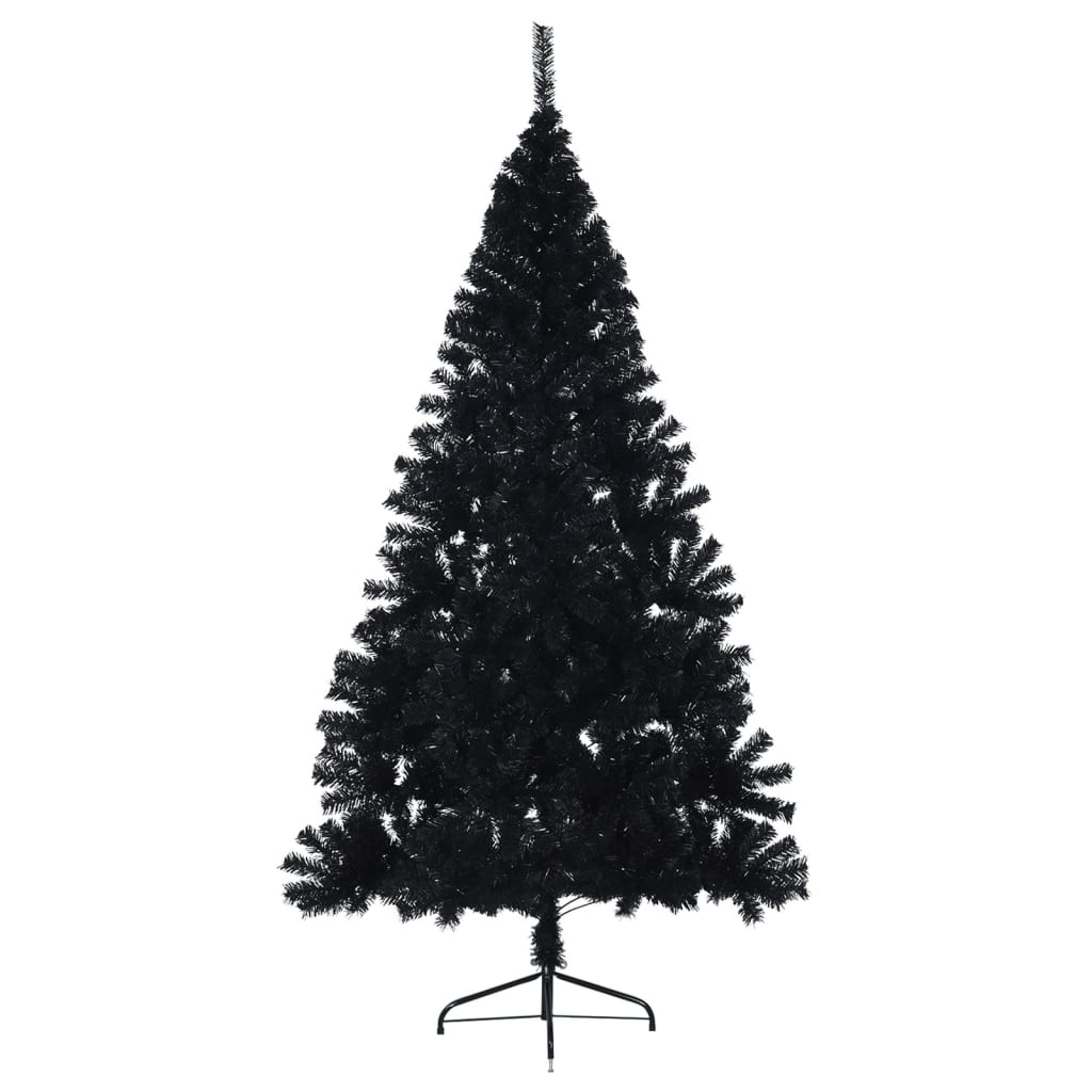 vidaXL Medio árbol de Navidad artificial con soporte PVC negro 240 cm