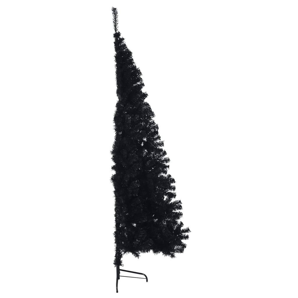 vidaXL Medio árbol de Navidad artificial con soporte PVC negro 240 cm