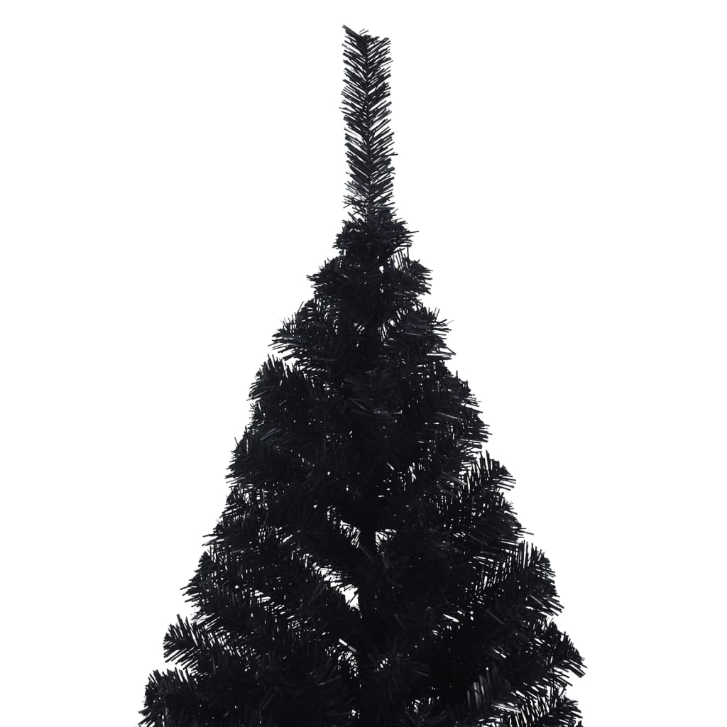 vidaXL Medio árbol de Navidad artificial con soporte PVC negro 240 cm