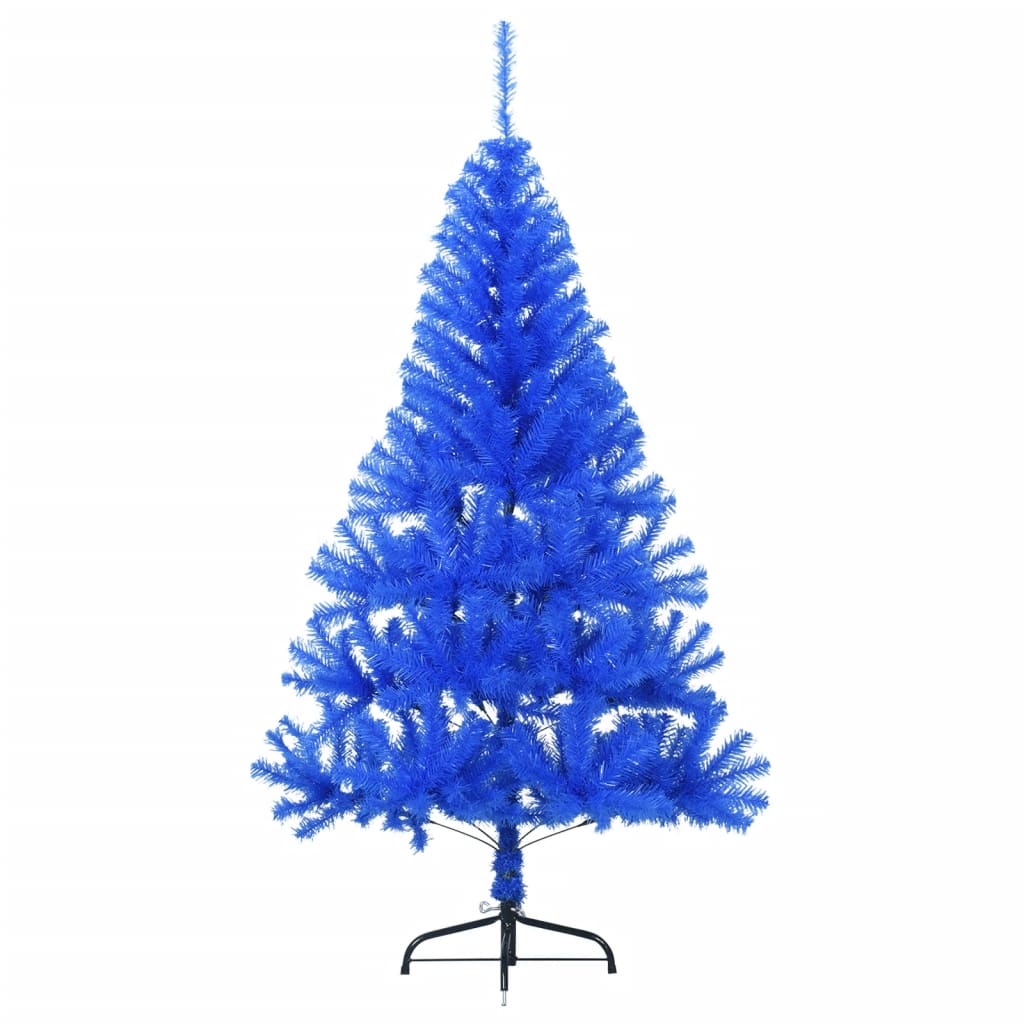 vidaXL Medio árbol de Navidad artificial con soporte PVC azul 120 cm