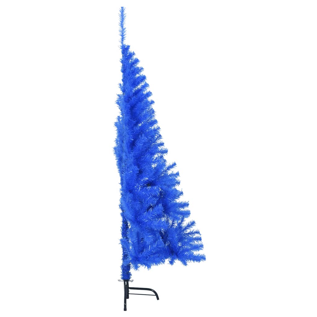 vidaXL Medio árbol de Navidad artificial con soporte PVC azul 120 cm