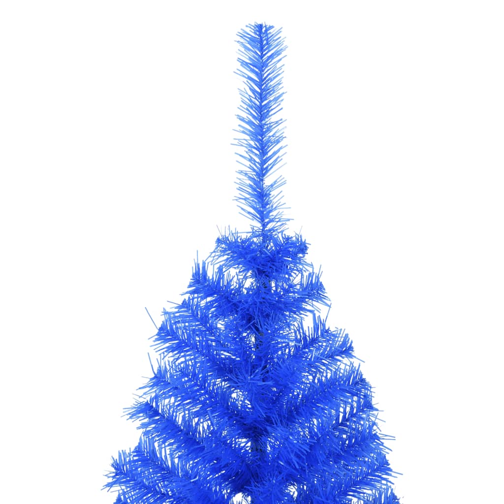 vidaXL Medio árbol de Navidad artificial con soporte PVC azul 120 cm