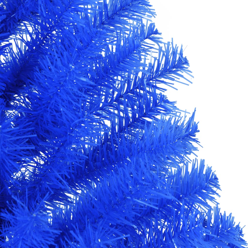 vidaXL Medio árbol de Navidad artificial con soporte PVC azul 120 cm