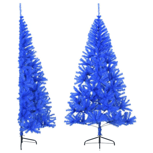 vidaXL Medio árbol de Navidad artificial con soporte PVC azul 180 cm