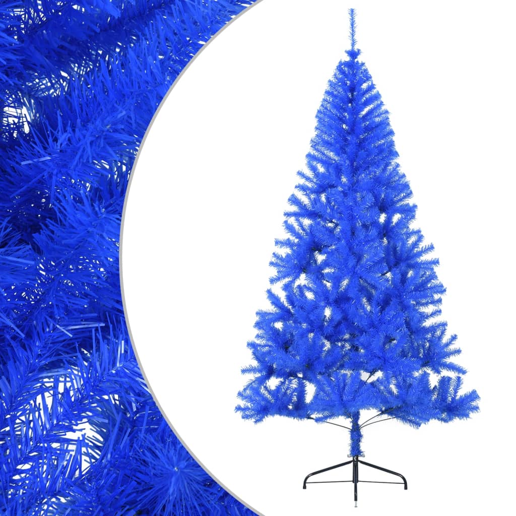 vidaXL Medio árbol de Navidad artificial con soporte PVC azul 180 cm