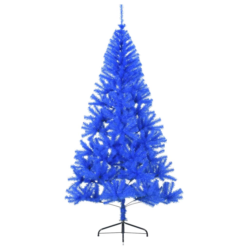 vidaXL Medio árbol de Navidad artificial con soporte PVC azul 180 cm