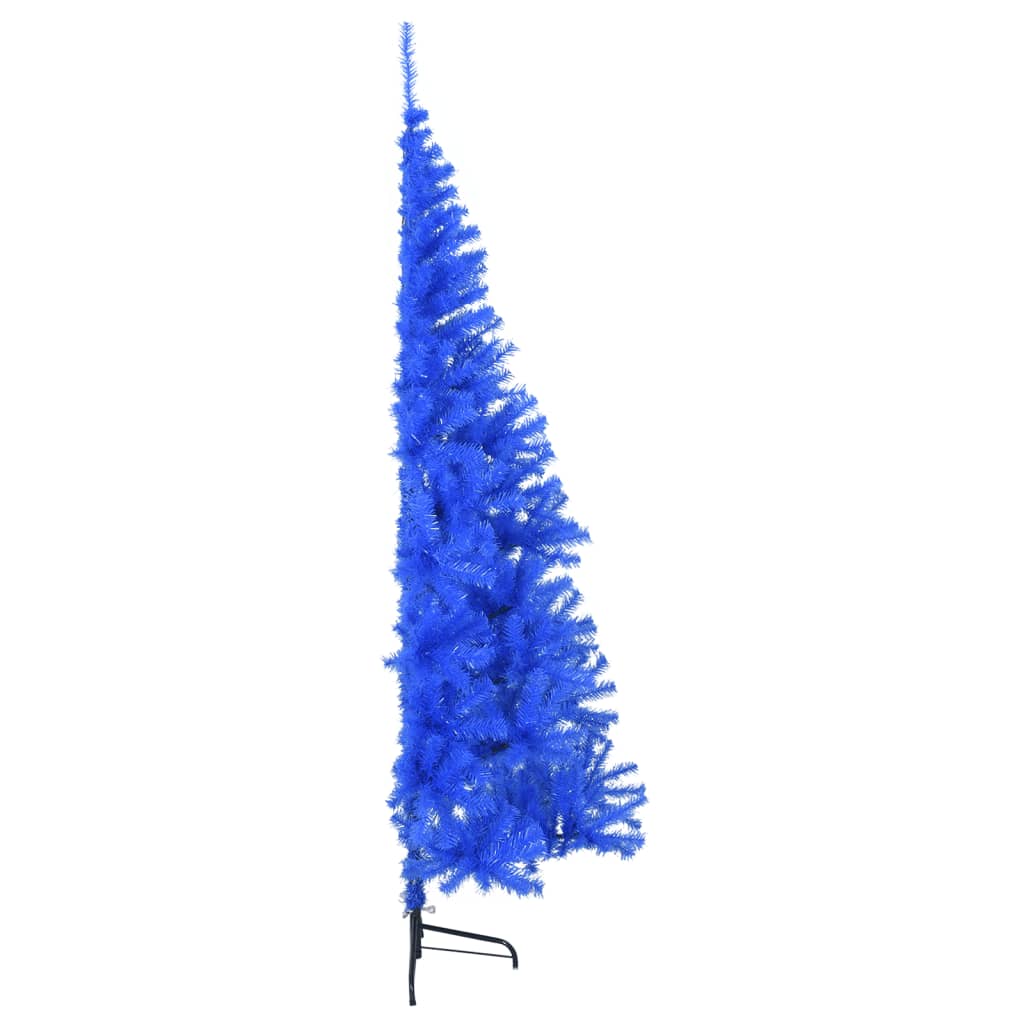 vidaXL Medio árbol de Navidad artificial con soporte PVC azul 180 cm