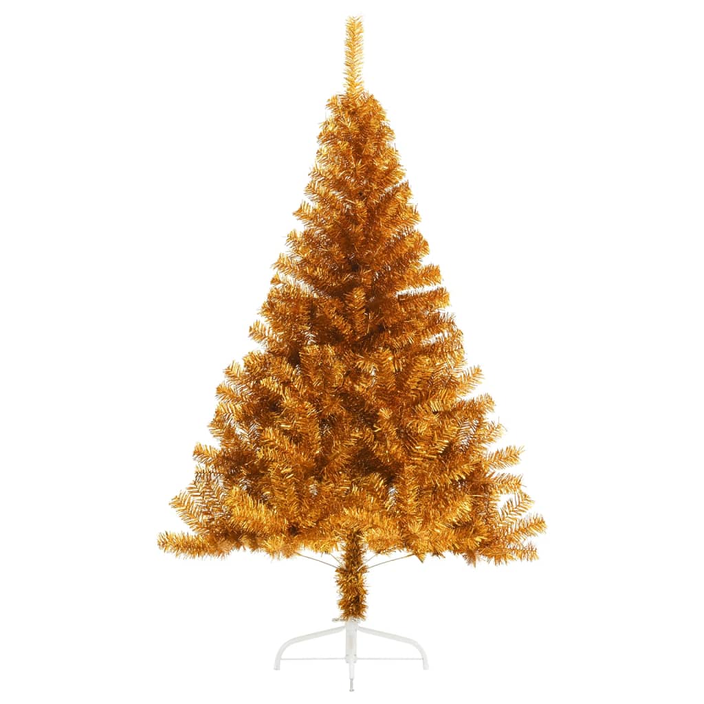 vidaXL Medio árbol de Navidad artificial con soporte PET dorado 180 cm