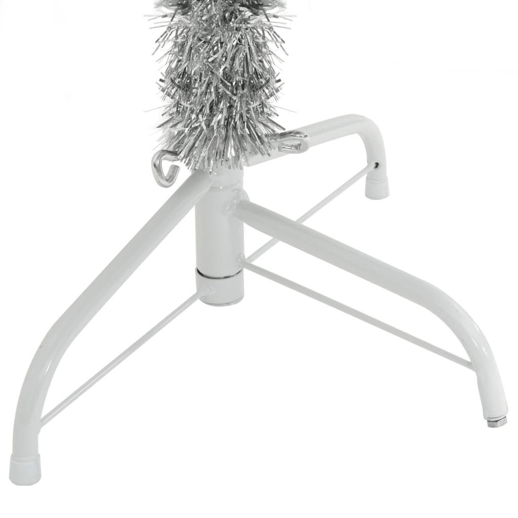 vidaXL Medio árbol de Navidad artificial con soporte PET plata 150 cm