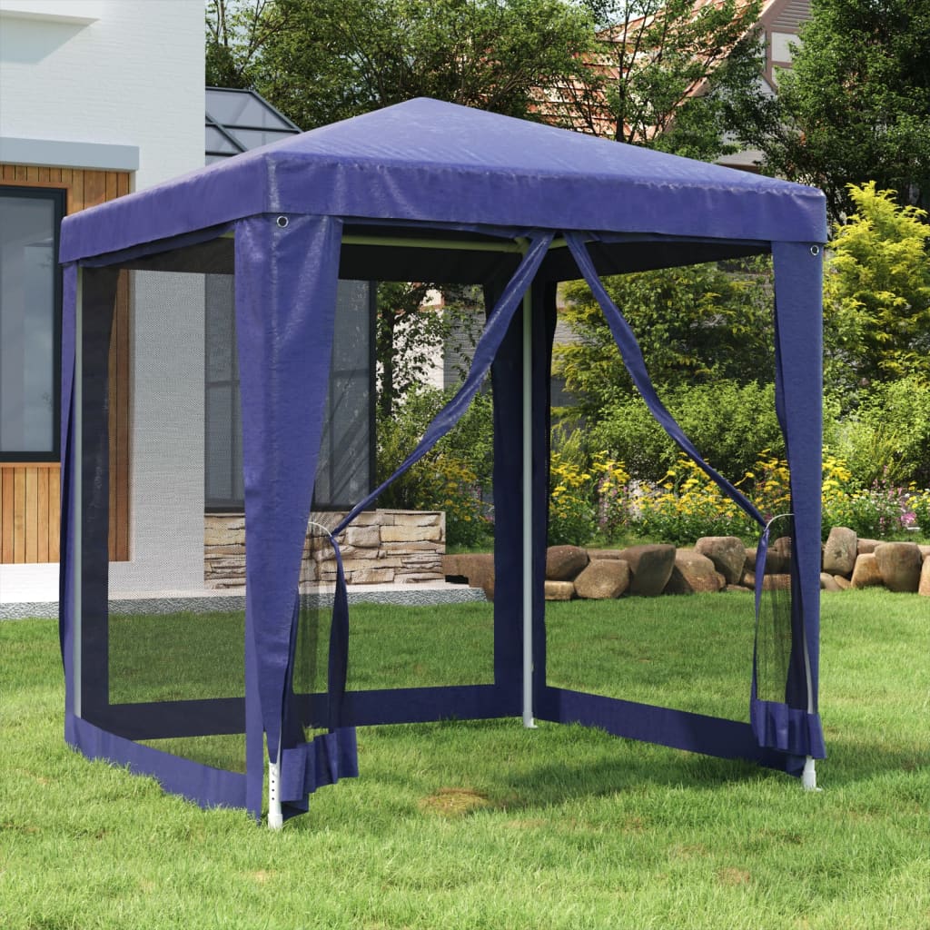 vidaXL Carpa para fiestas con 4 paredes de malla HDPE azul 2x2 m