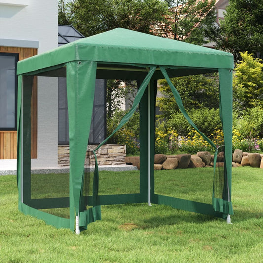 vidaXL Carpa para fiestas con 4 paredes de malla HDPE verde 2x2 m