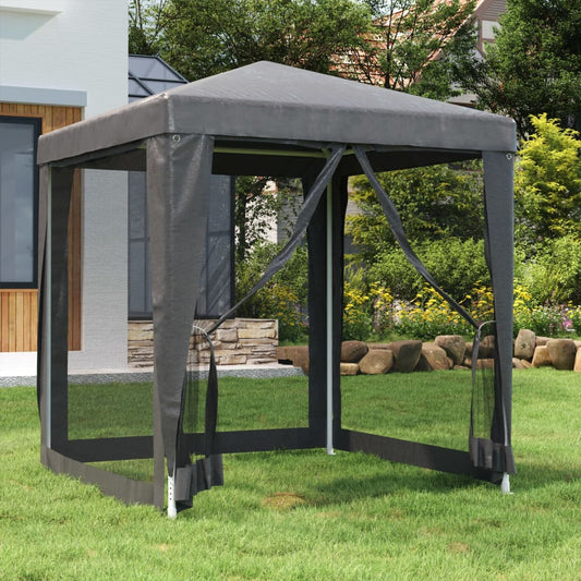 vidaXL Carpa para fiestas 4 paredes de malla HDPE gris antracita 2x2 m