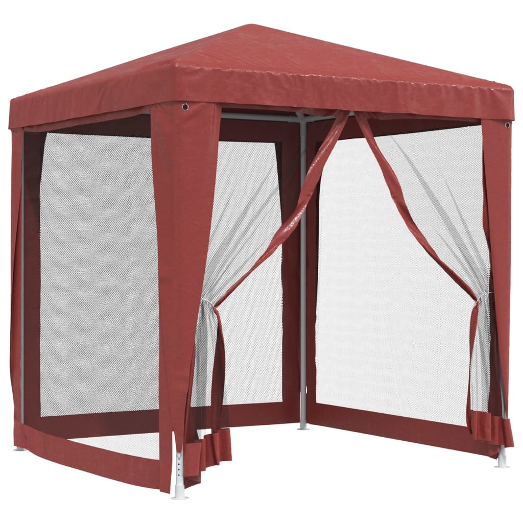 vidaXL Carpa para fiestas con 4 paredes de malla HDPE rojo 2x2 m