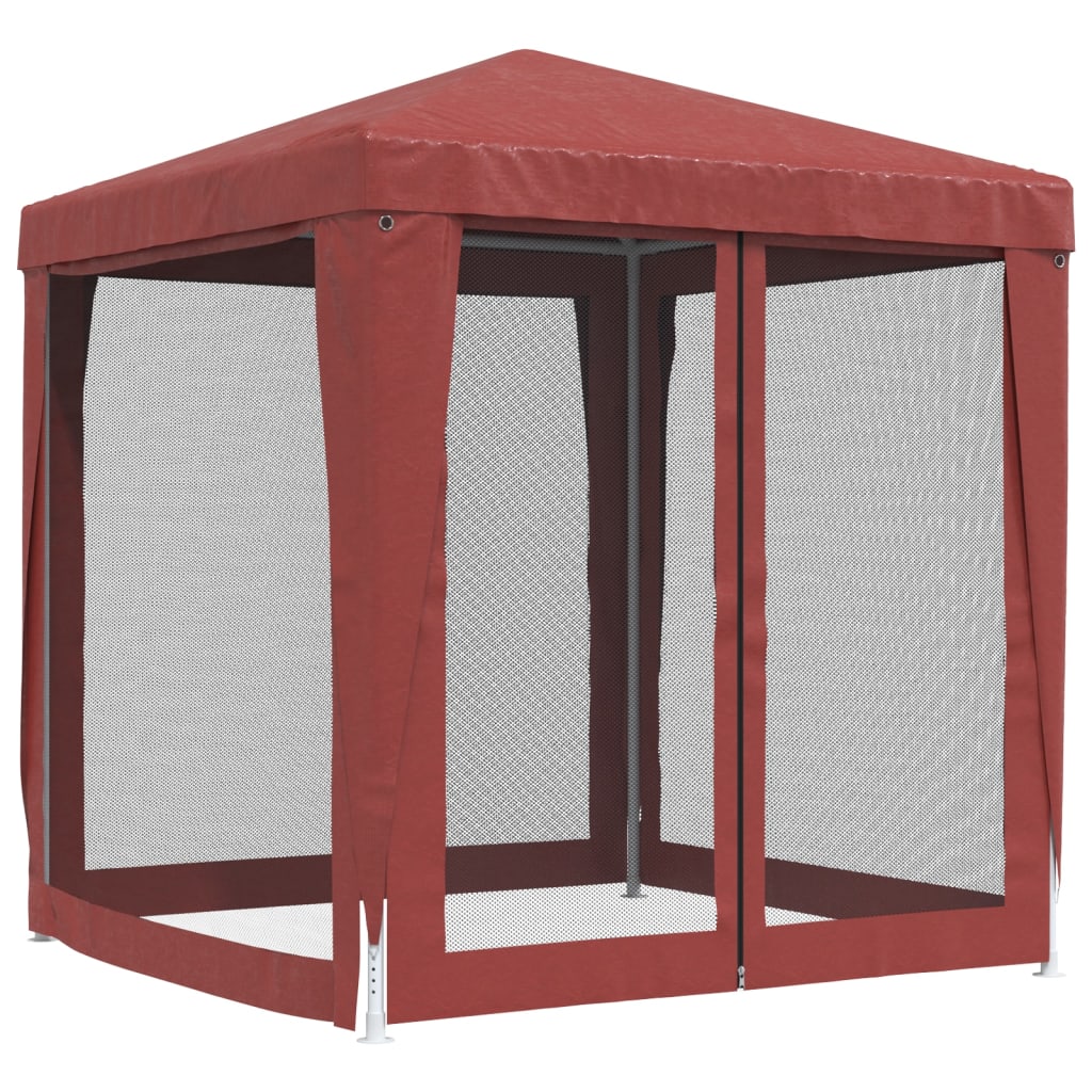 vidaXL Carpa para fiestas con 4 paredes de malla HDPE rojo 2x2 m