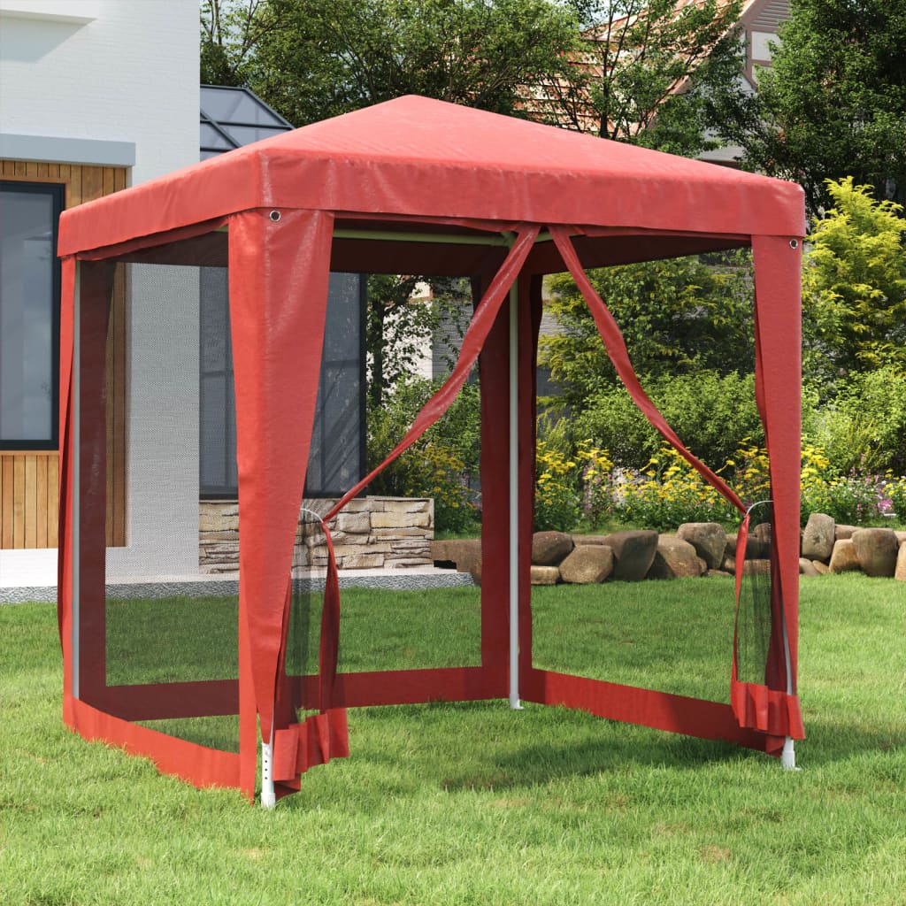 vidaXL Carpa para fiestas con 4 paredes de malla HDPE rojo 2x2 m