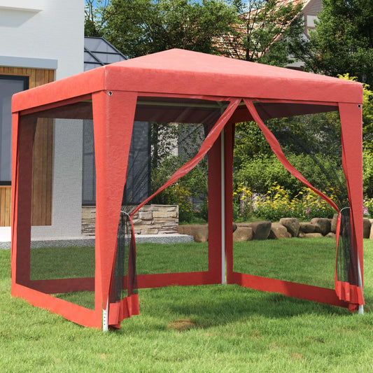 vidaXL Carpa para fiestas con 4 paredes de malla HDPE rojo 2,5x2,5 m