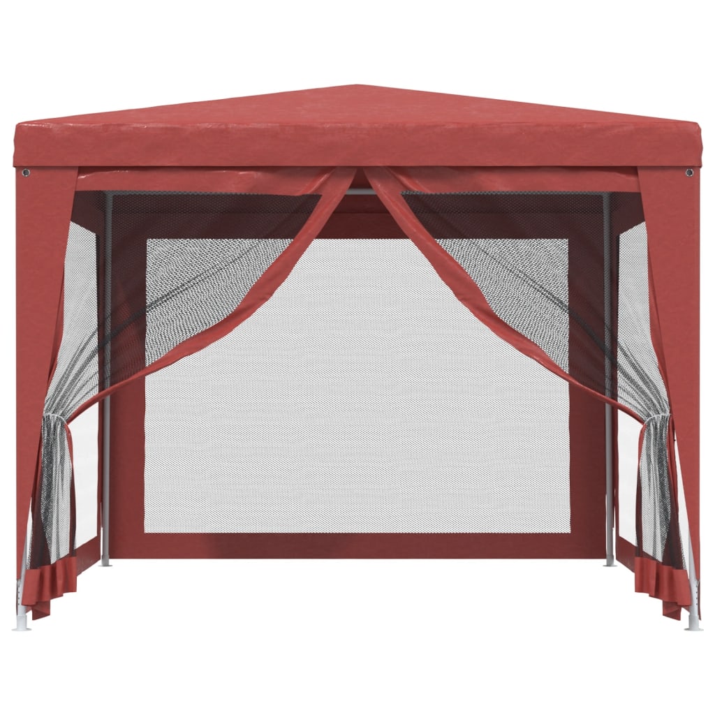 vidaXL Carpa para fiestas con 4 paredes de malla HDPE rojo 3x3 m