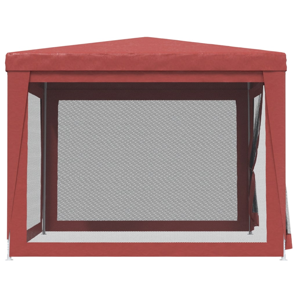 vidaXL Carpa para fiestas con 4 paredes de malla HDPE rojo 3x3 m