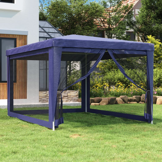 vidaXL Carpa para fiestas con 4 paredes de malla HDPE azul 3x4 m