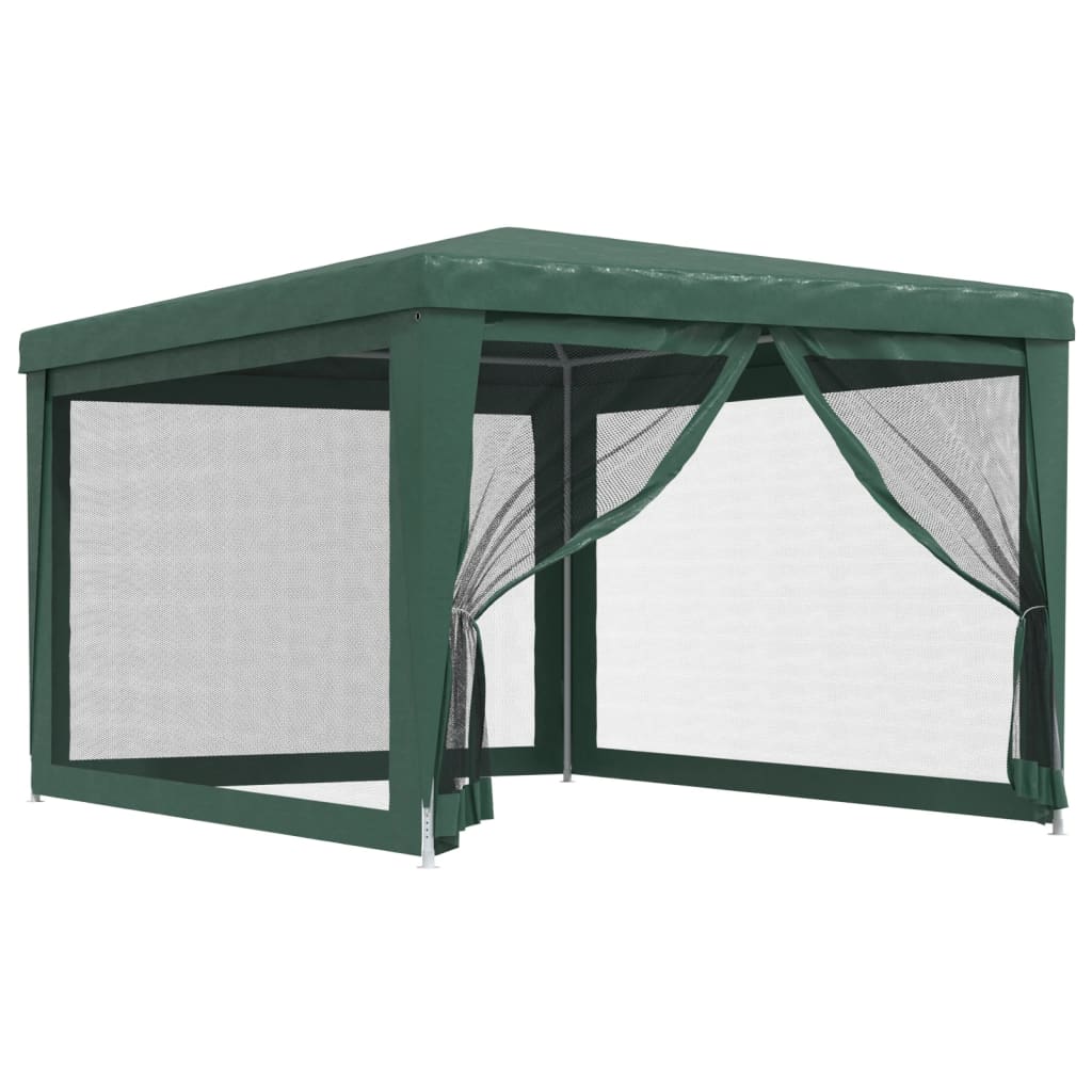 vidaXL Carpa para fiestas con 4 paredes de malla HDPE verde 3x4 m