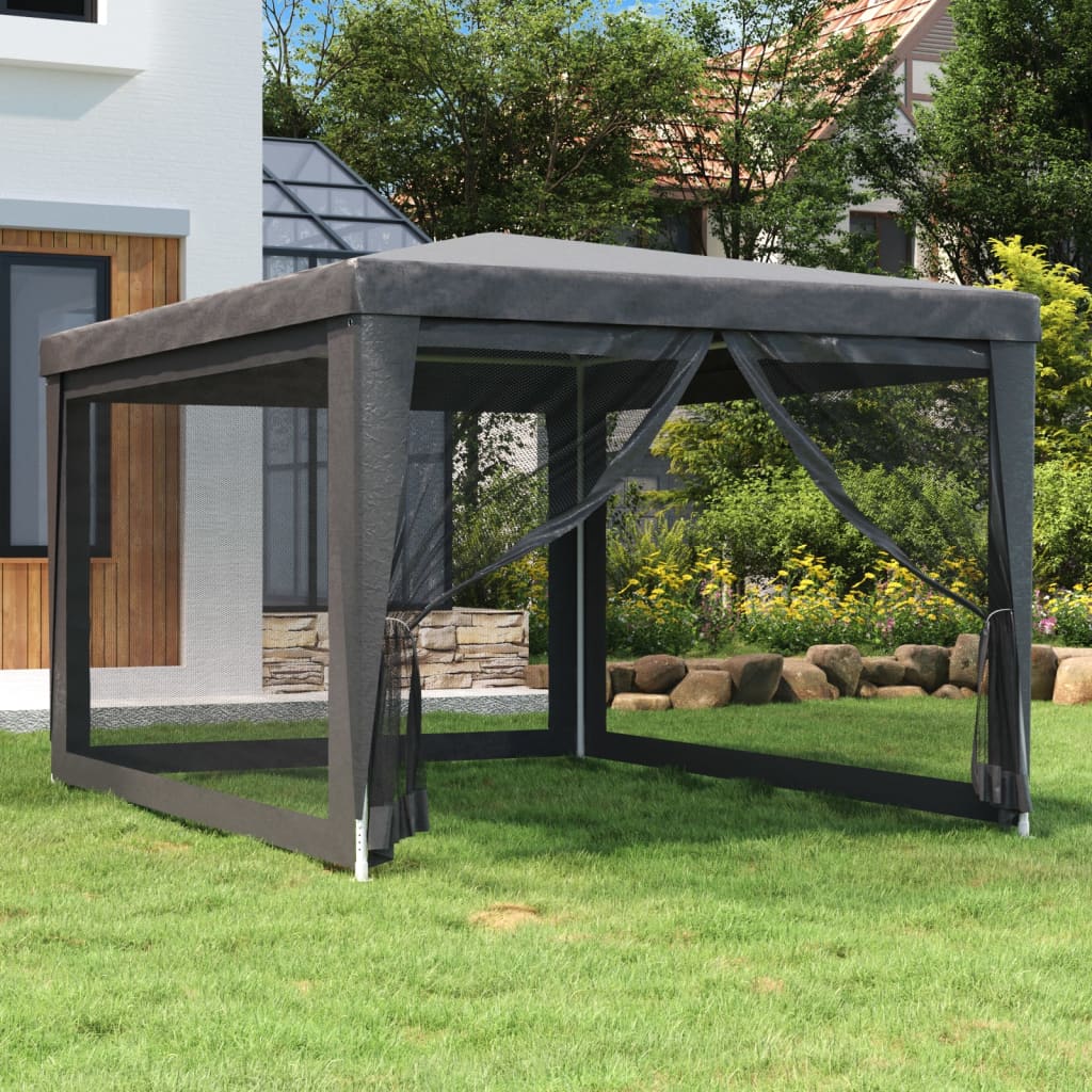 vidaXL Carpa para fiestas 4 paredes de malla HDPE gris antracita 3x4 m