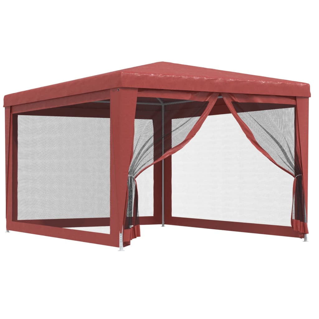 vidaXL Carpa para fiestas con 4 paredes de malla HDPE rojo 3x4 m