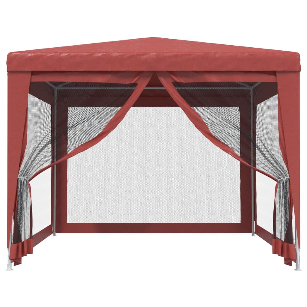 vidaXL Carpa para fiestas con 4 paredes de malla HDPE rojo 3x4 m